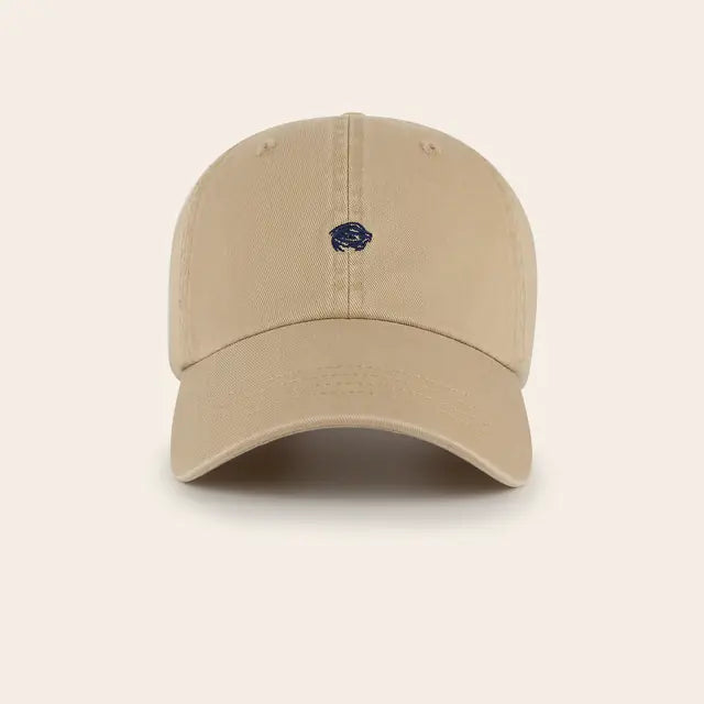 Lackpard No. 02 Unstructured cap in khaki, with a small embroidered leopard.